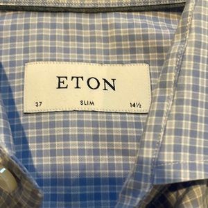Eton Men's Slim-Fit Cotton Twill Button-up Dress Shirt Size 14.5